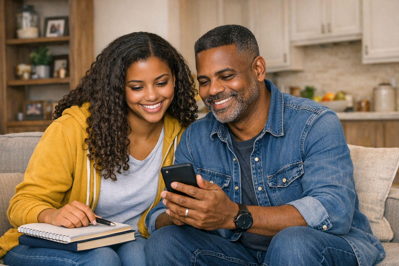 Parent and Student texting on cell phone